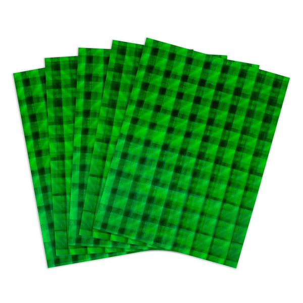 Holographic Card Stock - 8.5"x11" , 10pt, 25 Sheets, Plaid - Green