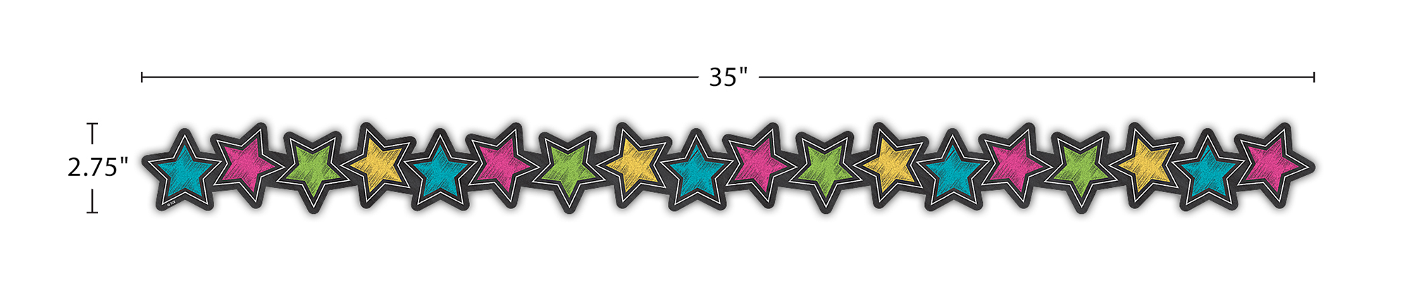 Chalkboard Brights Stars Die-Cut Border Trim