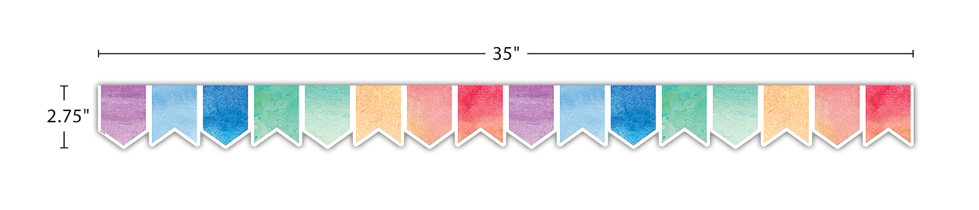 Watercolor Pennants Die-Cut Border Trim