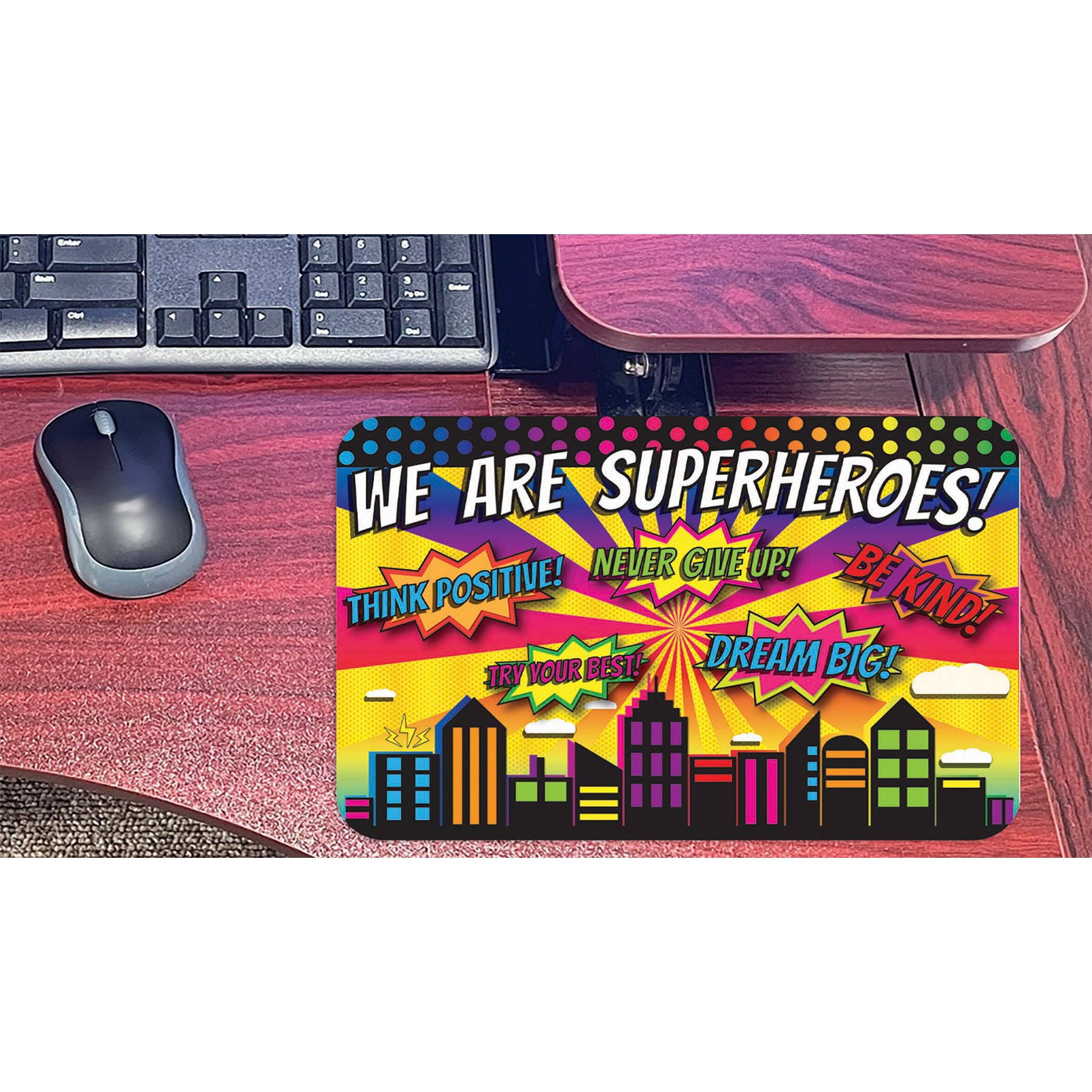 The Original Fun Mat® Computer Mouse Pad, 11.75x8 in, Superheroes, Positivity