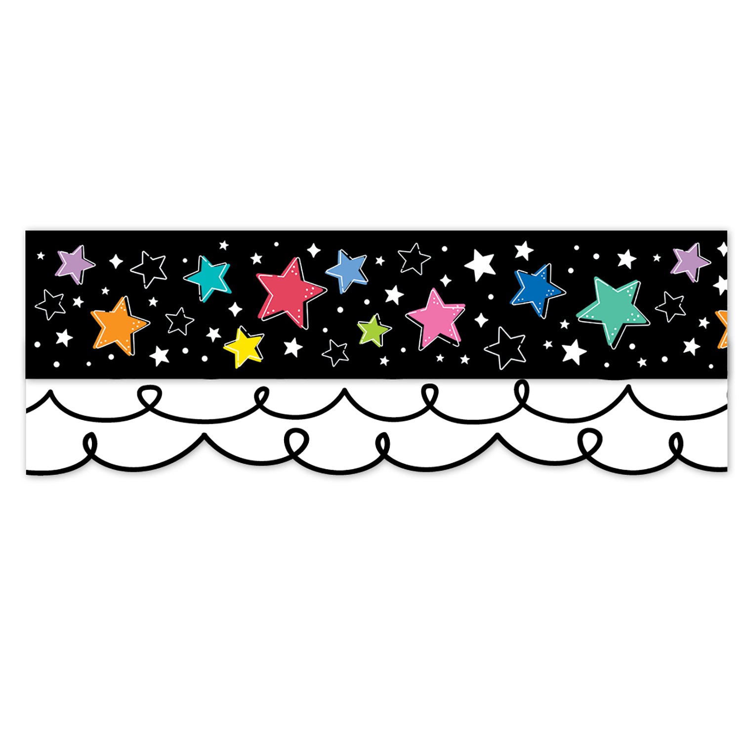Star Bright Colorful Stars on Black EZ Border, 48 Feet