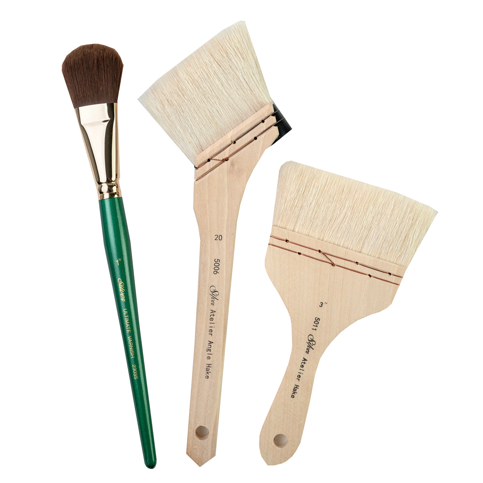 Silver Varnish/Hake, 3 Brushes