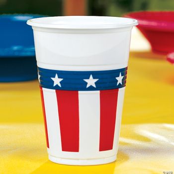 Patriotic Design Disposable Cups - 50 Pieces