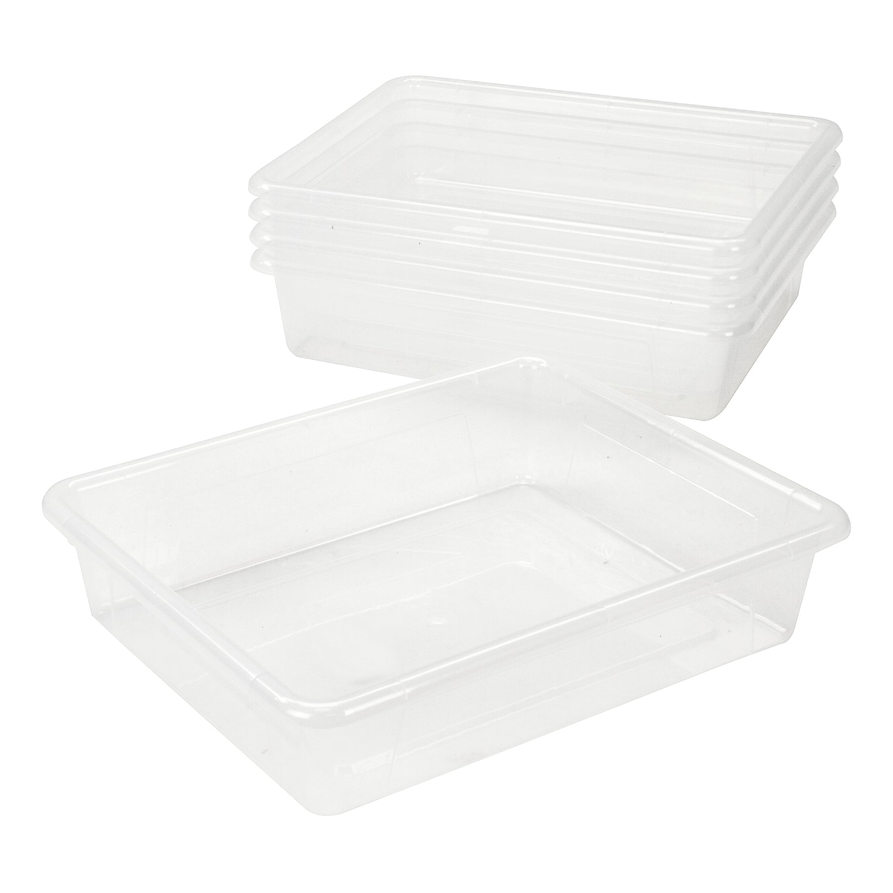 Flat Storage Tray, Clear, Pack of 5