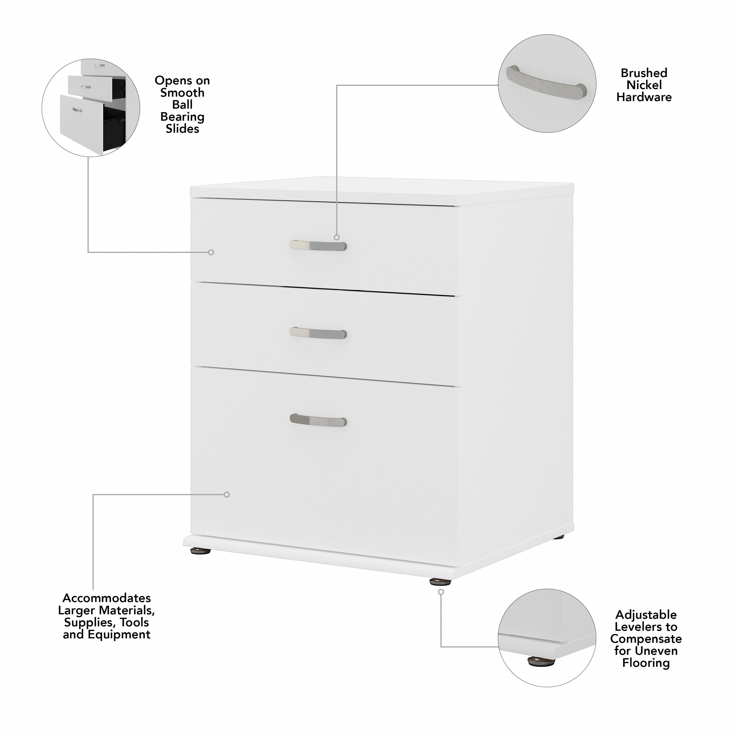 Bush Business Furniture Universal Floor Storage Cabinet with Drawers in White - 28.35" Width x 24.69" Depth x 33.98" Height