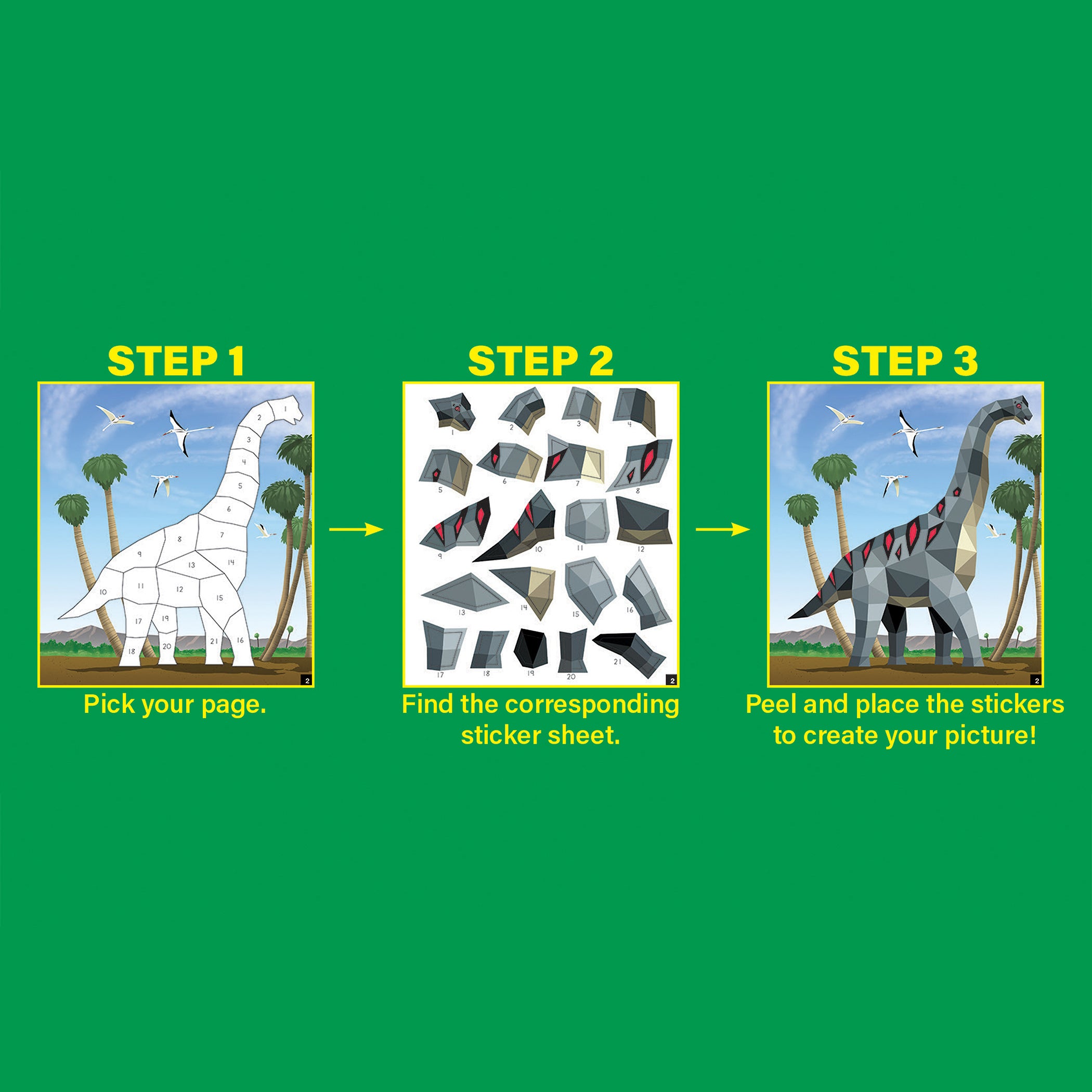 Dinosaurs and Prehistoric Animals Modern Mosaics Stick to the Numbers