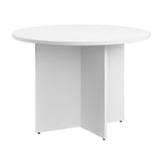 Bush Business Furniture 42-inch Round Conference Table with Wood Base in White - 41.38" Width x 41.38" Depth x 28.65" Height