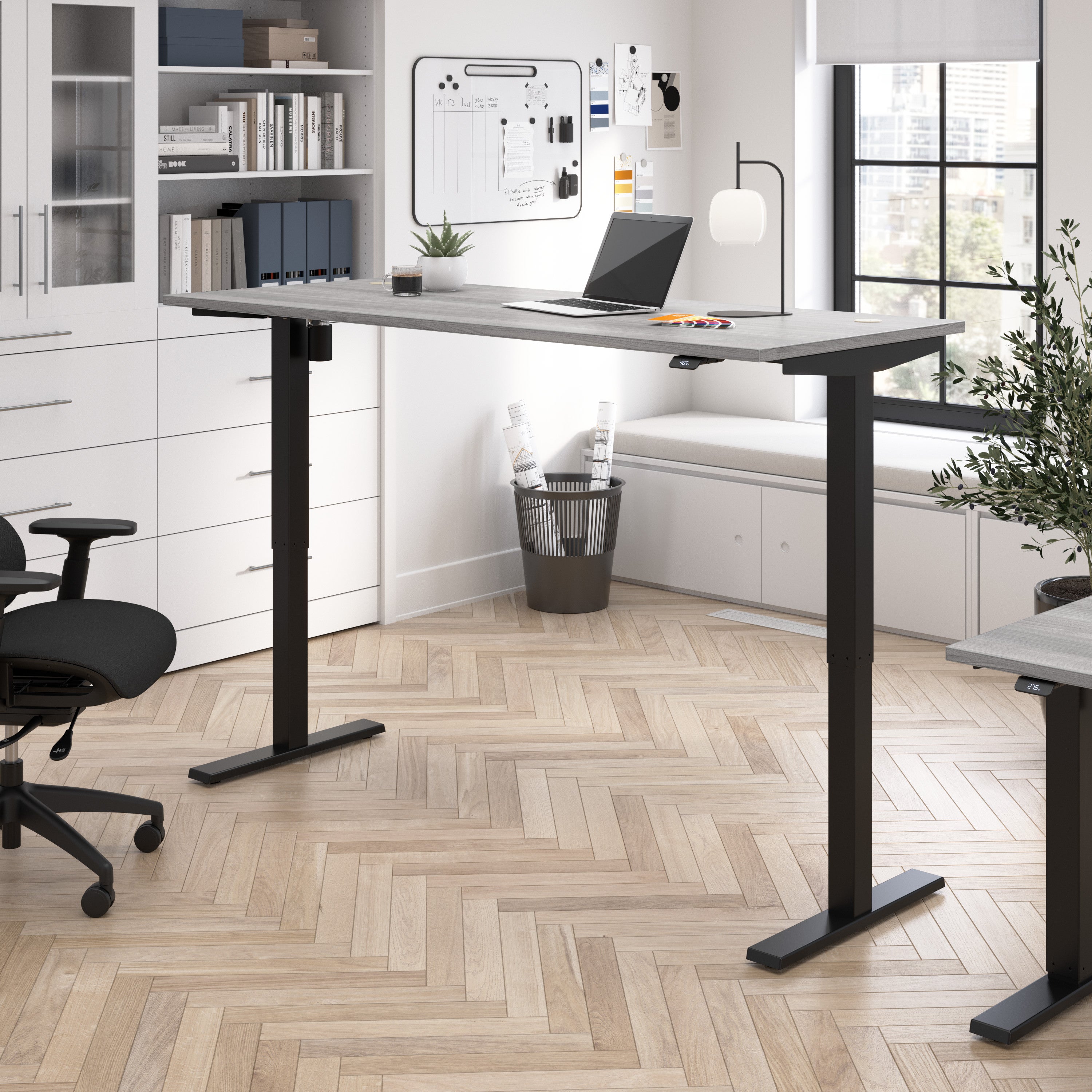 Bush Business Furniture Move 40 Series 72W x 30D Electric Height Adjustable Standing Desk in Platinum Gray with Black Base - 71.02" Width x 29.37" Depth x 28.17" Height