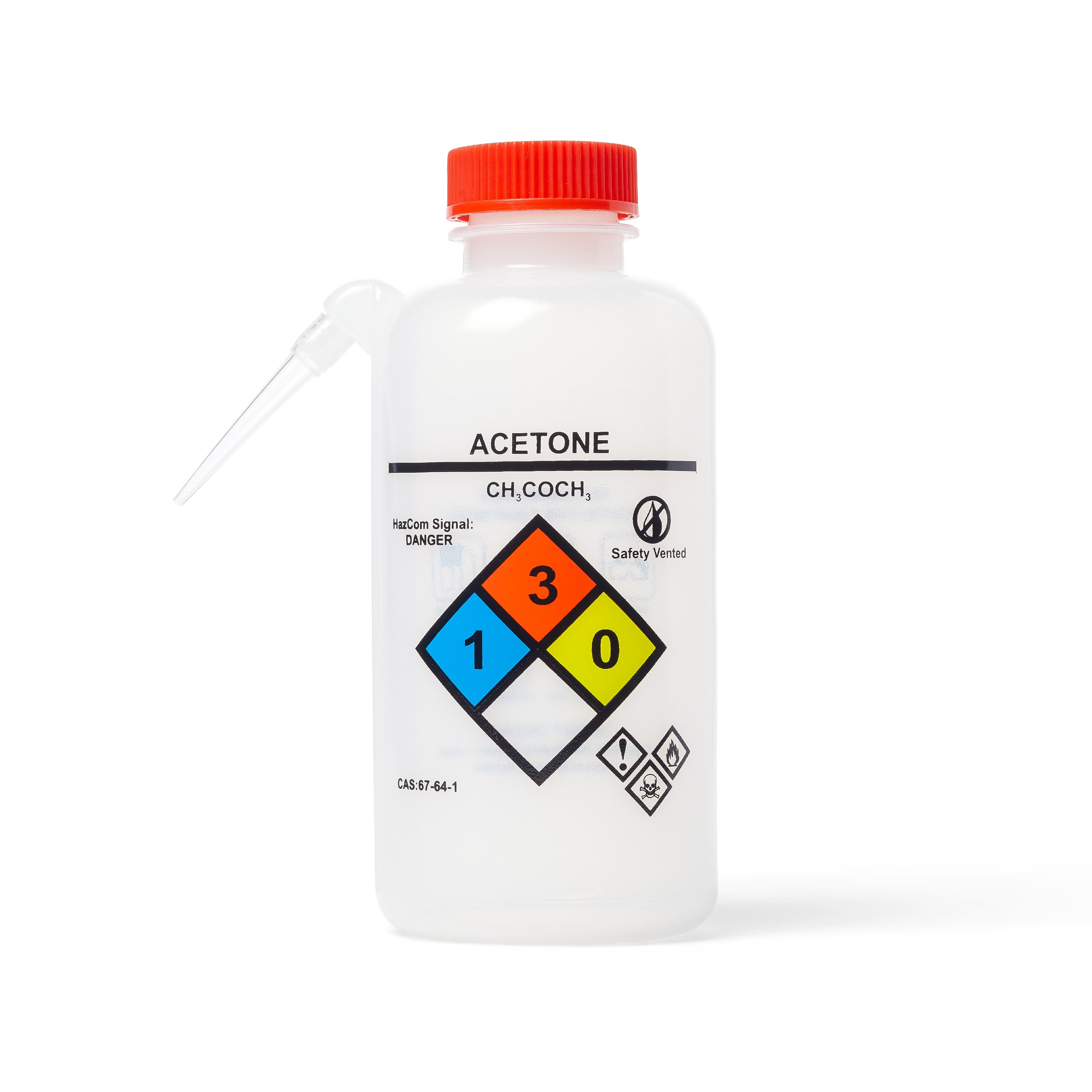 United Scientific® UniSafe™ Acetone Wash Bottles, Unitary, LDPE, 500 mL, Pk/6, comes with 6
