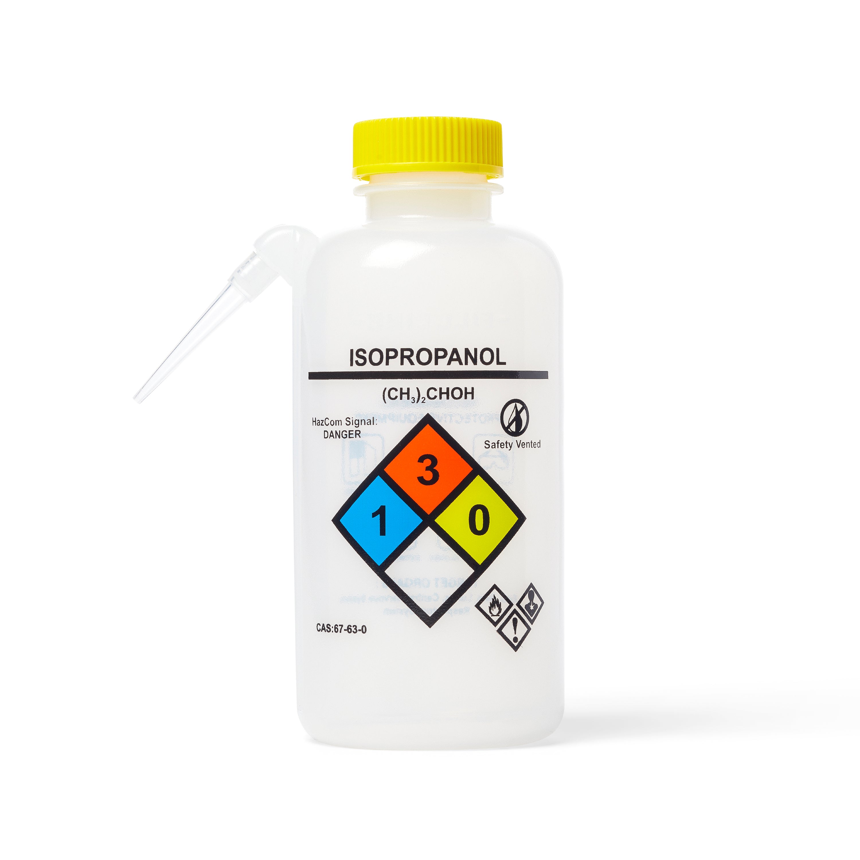 United Scientific® UniSafe™ Isopropanol Wash Bottles, Unitary, LDPE, 500 mL, Pk/6, comes with 6