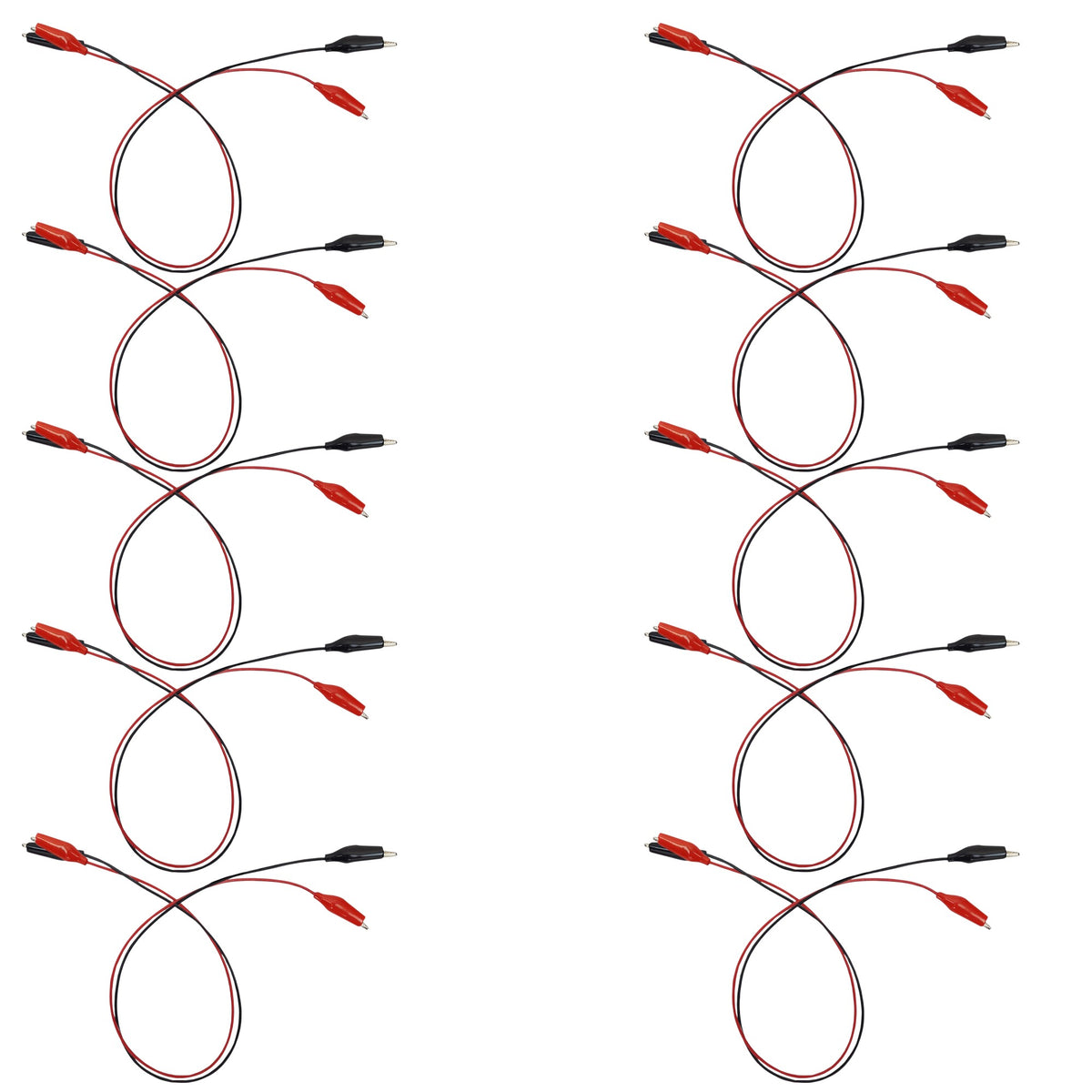 Connector Cord, 36", Alligator to Alligator, Red and Black, Pack of 10 Pairs