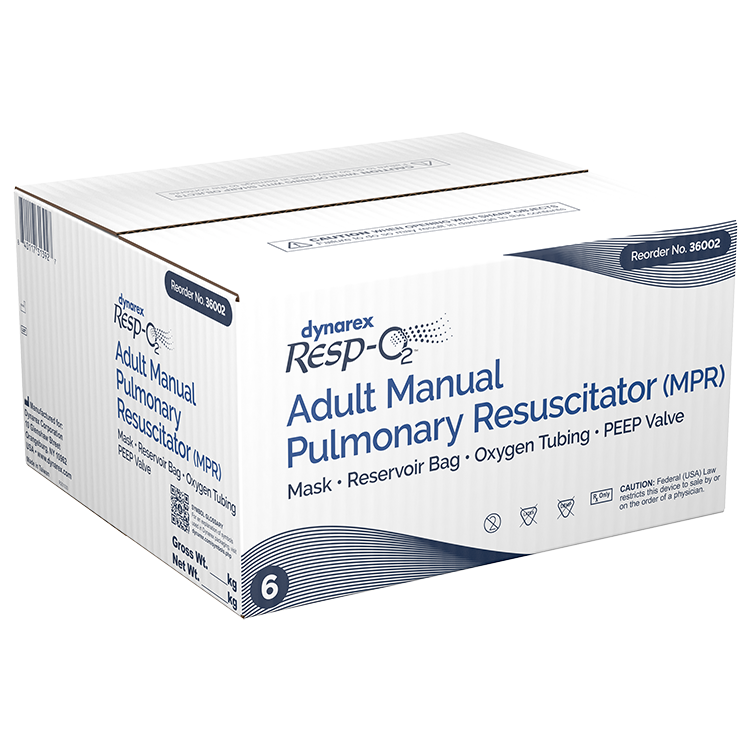 Manual Pulmonary Resuscitator (MPR) Mask, Reservoir Bag, Oxygen Tubing, PEEP Valve, Adult, 6 Quantity per Case