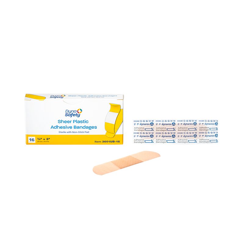 Sheer Plastic Adhesive Bandages - Sterile, 3/4" x 3" - 16 pcs per Box/100 Boxes per Case