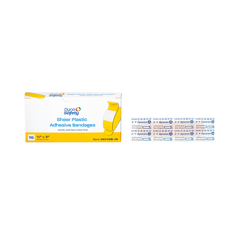 Sheer Plastic Adhesive Bandages - Sterile, 3/4" x 3" - 16 pcs per Box/100 Boxes per Case
