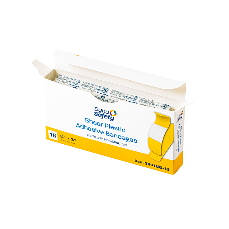 Sheer Plastic Adhesive Bandages - Sterile, 3/4" x 3" - 16 pcs per Box/100 Boxes per Case