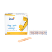Sheer Plastic Adhesive Bandages - Sterile, 3/4" x 3" - 100 pcs per Box/24 Boxes per Case