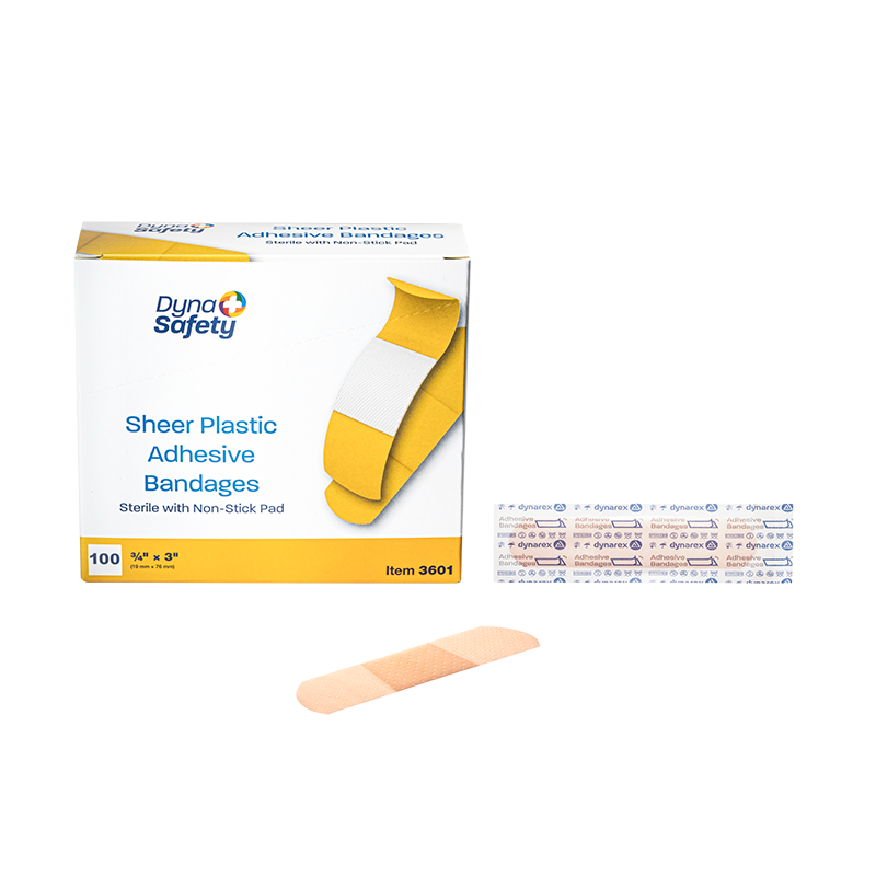 Sheer Plastic Adhesive Bandages - Sterile, 3/4" x 3" - 100 pcs per Box/24 Boxes per Case