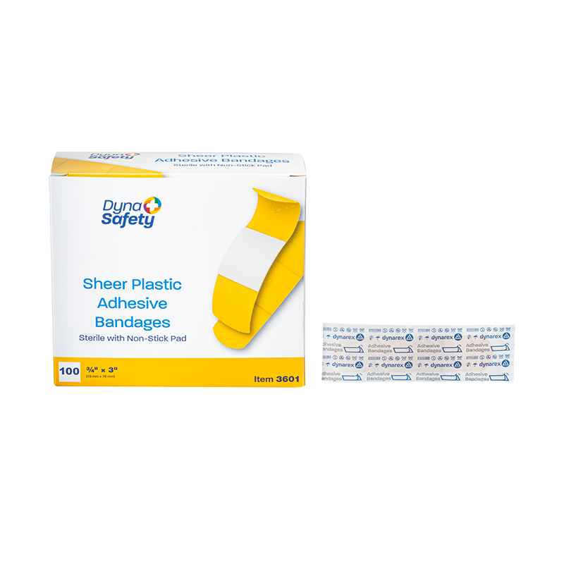 Sheer Plastic Adhesive Bandages - Sterile, 3/4" x 3" - 100 pcs per Box/24 Boxes per Case