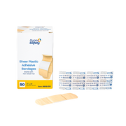 Sheer Plastic Adhesive Bandages - Sterile, 1" x 3" - 50 pcs per Box/50 Boxes per Case