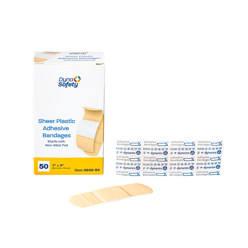 Sheer Plastic Adhesive Bandages - Sterile, 1" x 3" - 50 pcs per Box/50 Boxes per Case