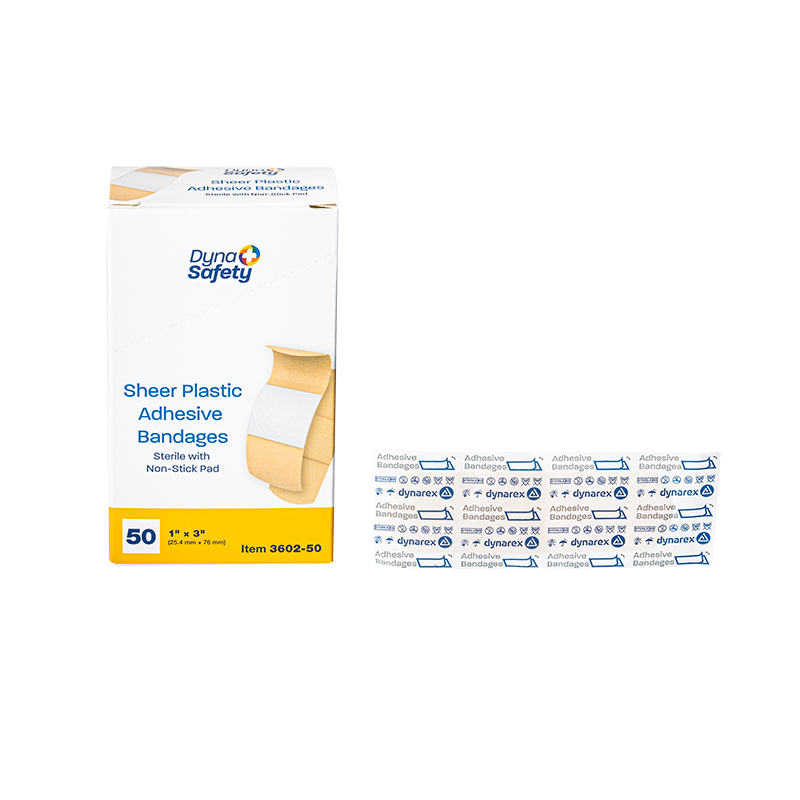 Sheer Plastic Adhesive Bandages - Sterile, 1" x 3" - 50 pcs per Box/50 Boxes per Case