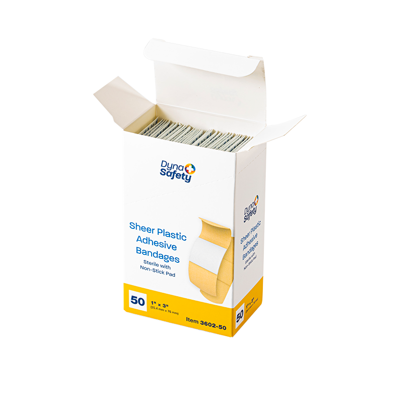 Sheer Plastic Adhesive Bandages - Sterile, 1" x 3" - 50 pcs per Box/50 Boxes per Case