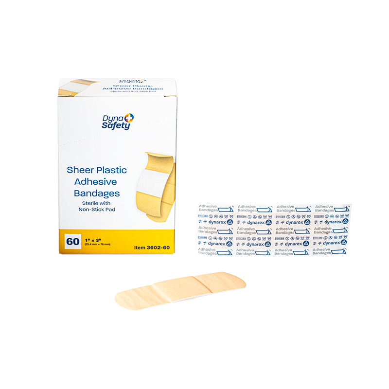 Sheer Plastic Adhesive Bandages - Sterile, 1" x 3" - 60 pcs per Box/12 Boxes per Case