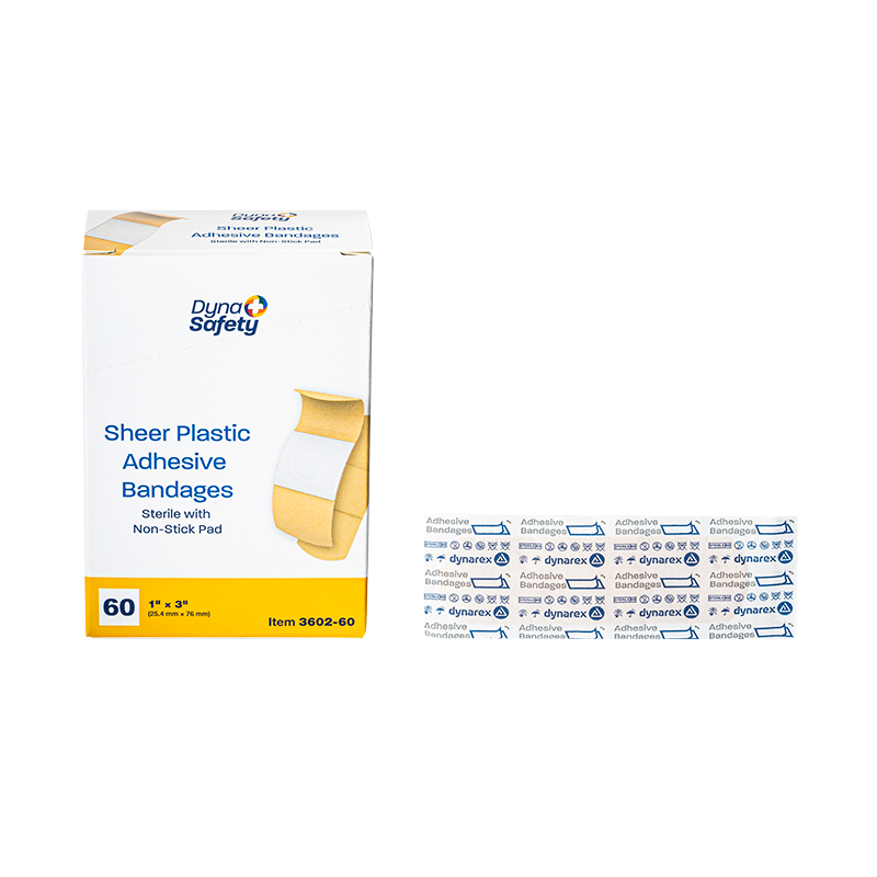 Sheer Plastic Adhesive Bandages - Sterile, 1" x 3" - 60 pcs per Box/12 Boxes per Case