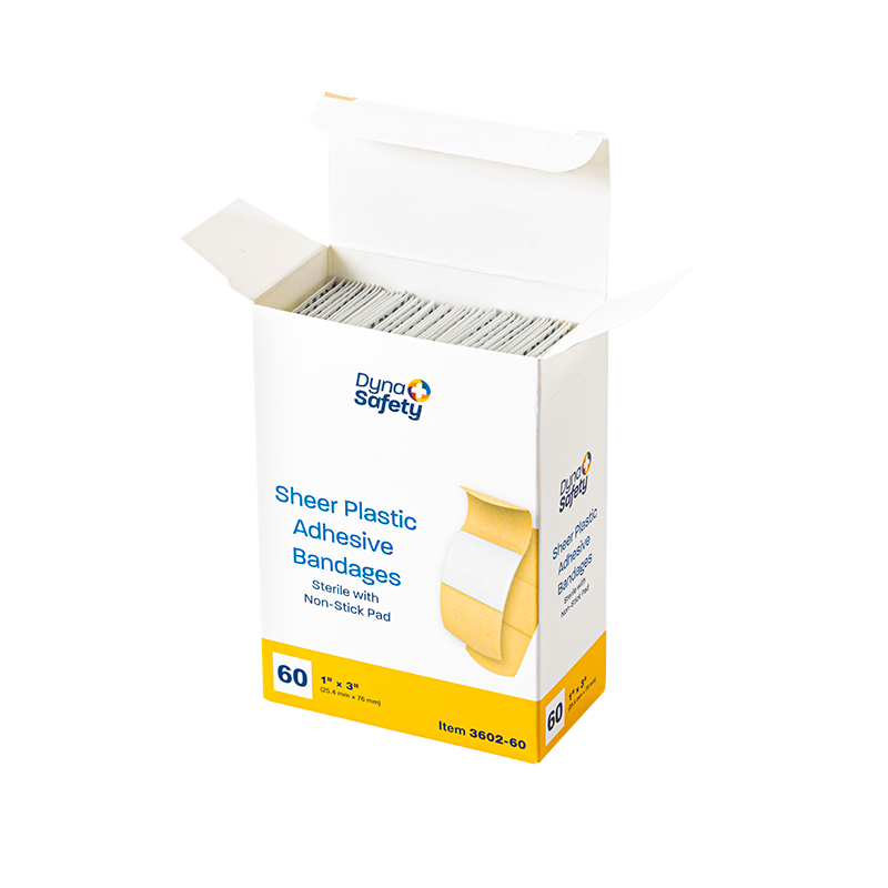 Sheer Plastic Adhesive Bandages - Sterile, 1" x 3" - 60 pcs per Box/12 Boxes per Case
