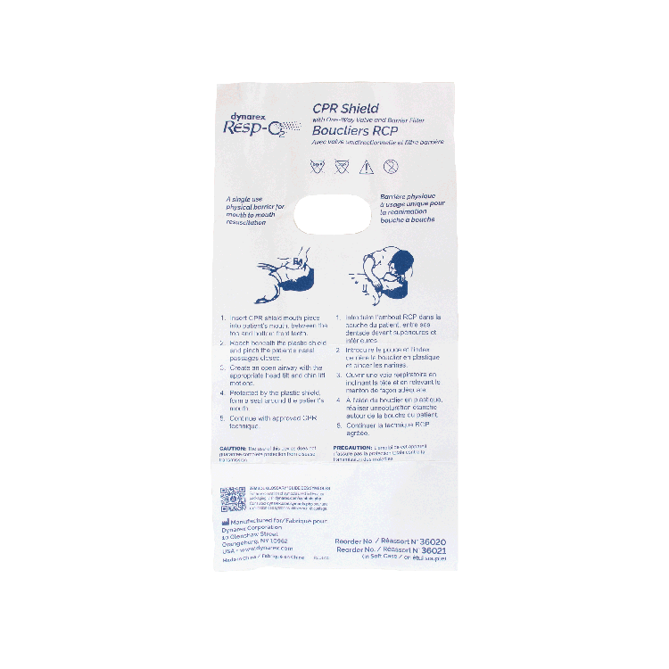 CPR Face Shield w/ One-Way Valve, Barrier Filter, Individually Wrapped100 pcs per Case