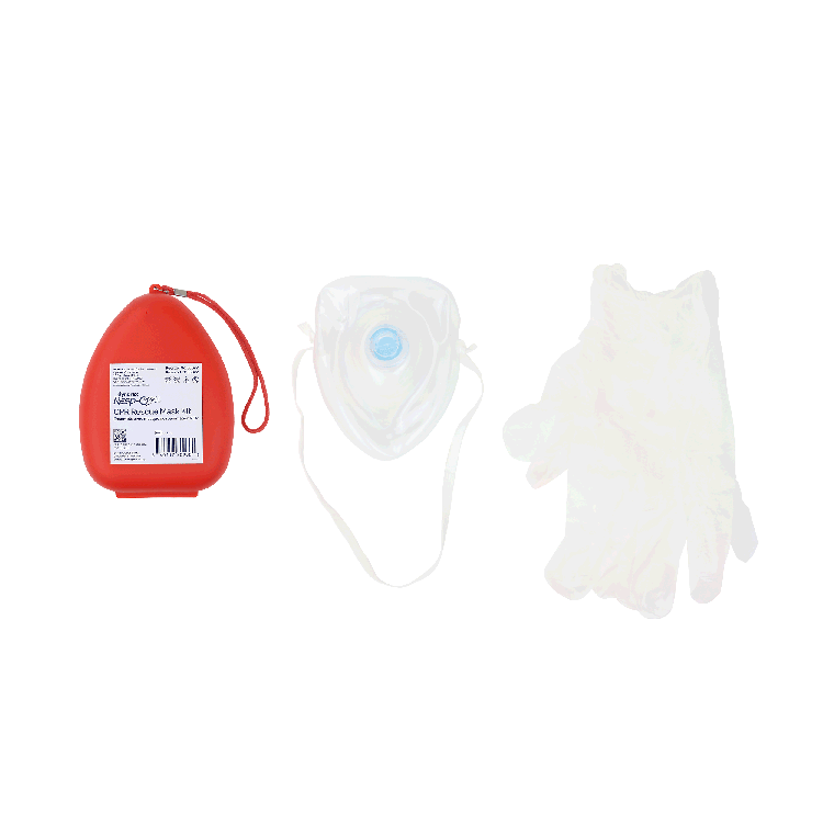 CPR Rescue Mask Kit w/ One-Way Valve, Barrier Filter and Pai, Kit with Gloves25 pcs per Case