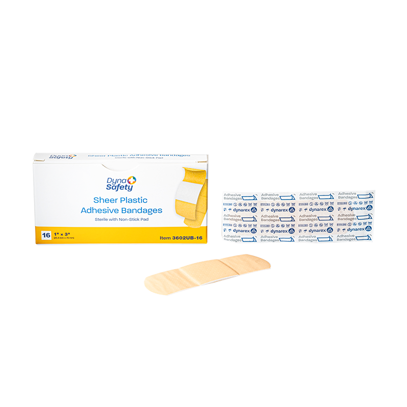 Sheer Plastic Adhesive Bandages - Sterile, 1" x 3" - 16 pcs per Box/100 Boxes per Case