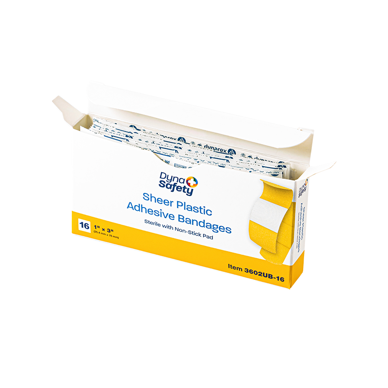 Sheer Plastic Adhesive Bandages - Sterile, 1" x 3" - 16 pcs per Box/100 Boxes per Case