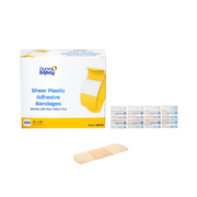 Sheer Plastic Adhesive Bandages - Sterile, 1" x 3" - 100 pcs per Box/24 Boxes per Case