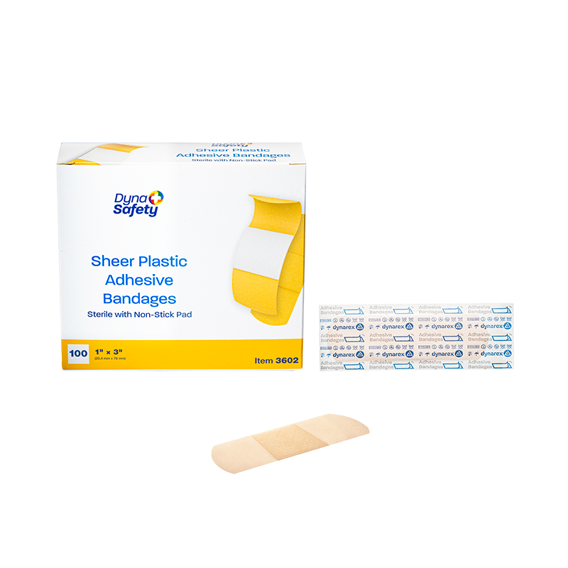 Sheer Plastic Adhesive Bandages - Sterile, 1" x 3" - 100 pcs per Box/24 Boxes per Case