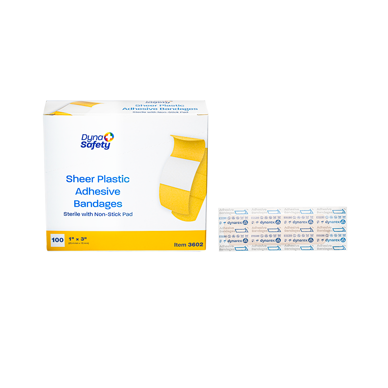 Sheer Plastic Adhesive Bandages - Sterile, 1" x 3" - 100 pcs per Box/24 Boxes per Case