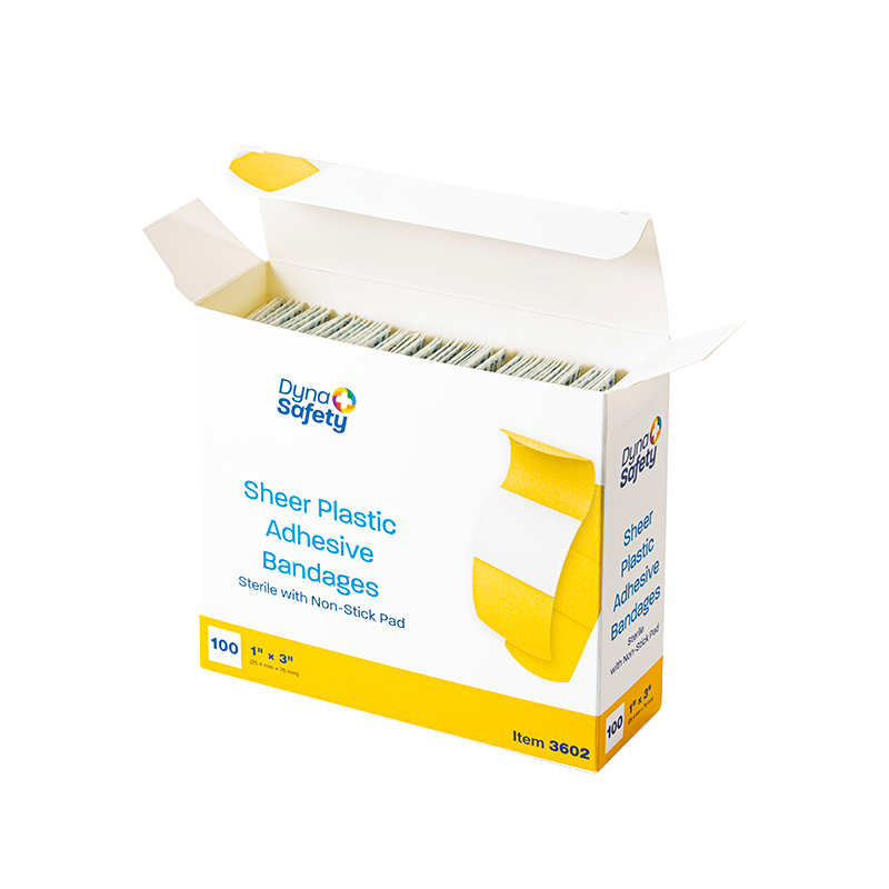 Sheer Plastic Adhesive Bandages - Sterile, 1" x 3" - 100 pcs per Box/24 Boxes per Case
