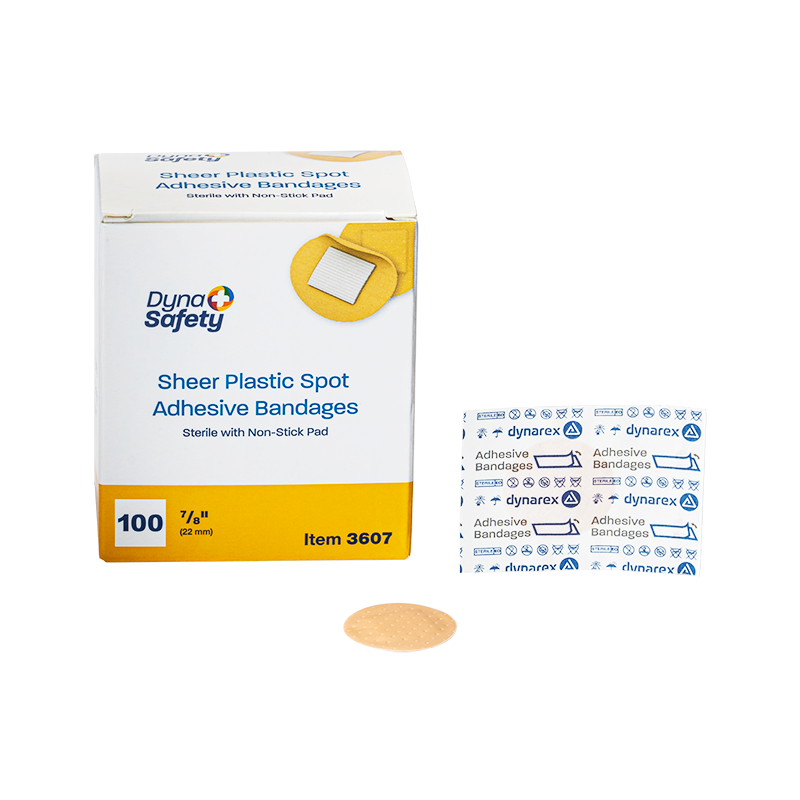 Sheer Plastic Adhesive Bandages - Sterile, 7/8" Spot - 100 pcs per Box/48 Boxes per Case