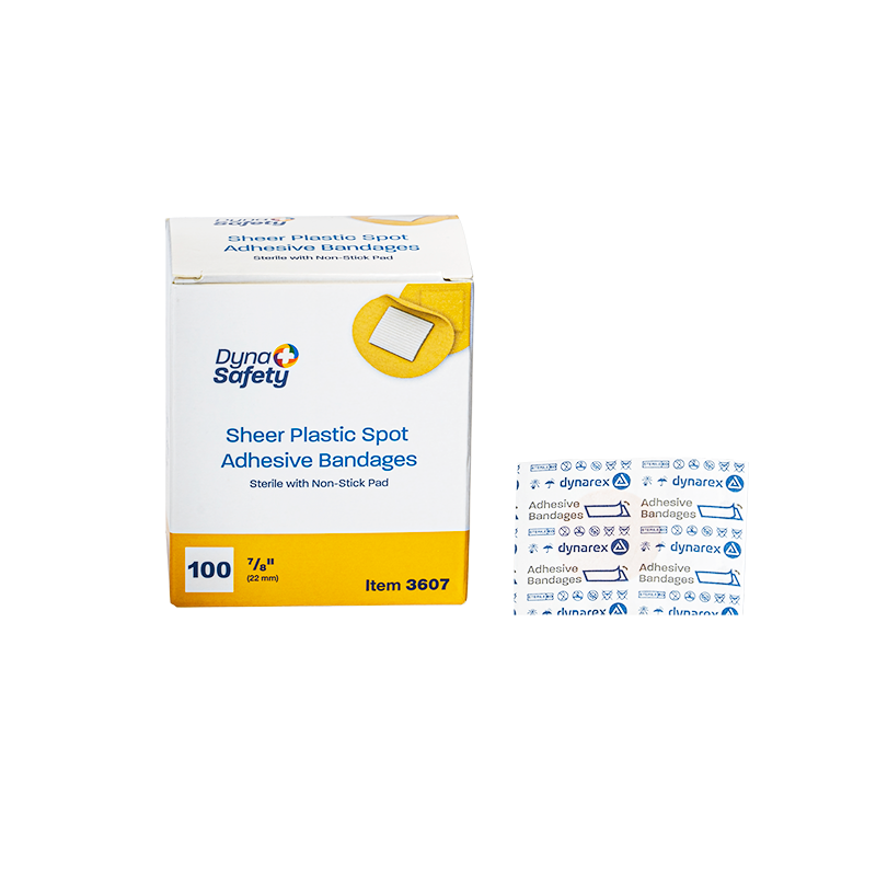 Sheer Plastic Adhesive Bandages - Sterile, 7/8" Spot - 100 pcs per Box/48 Boxes per Case