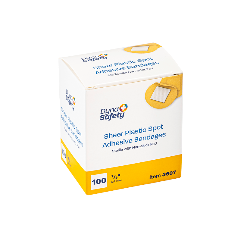 Sheer Plastic Adhesive Bandages - Sterile, 7/8" Spot - 100 pcs per Box/48 Boxes per Case