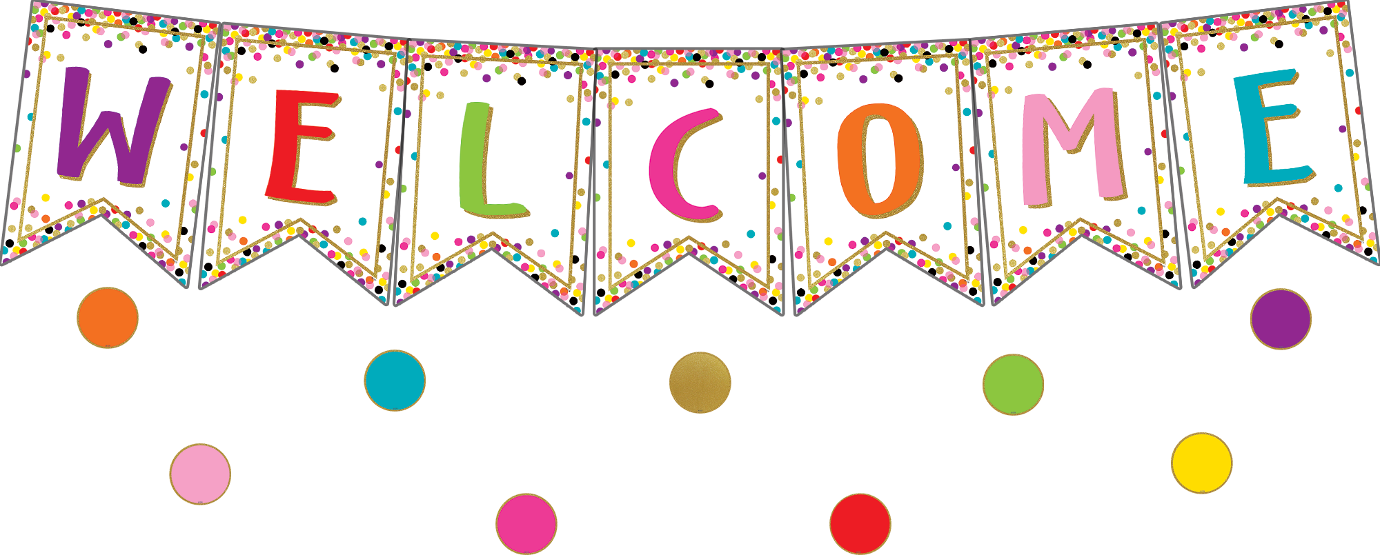 Confetti Pennants Welcome Bulletin Board