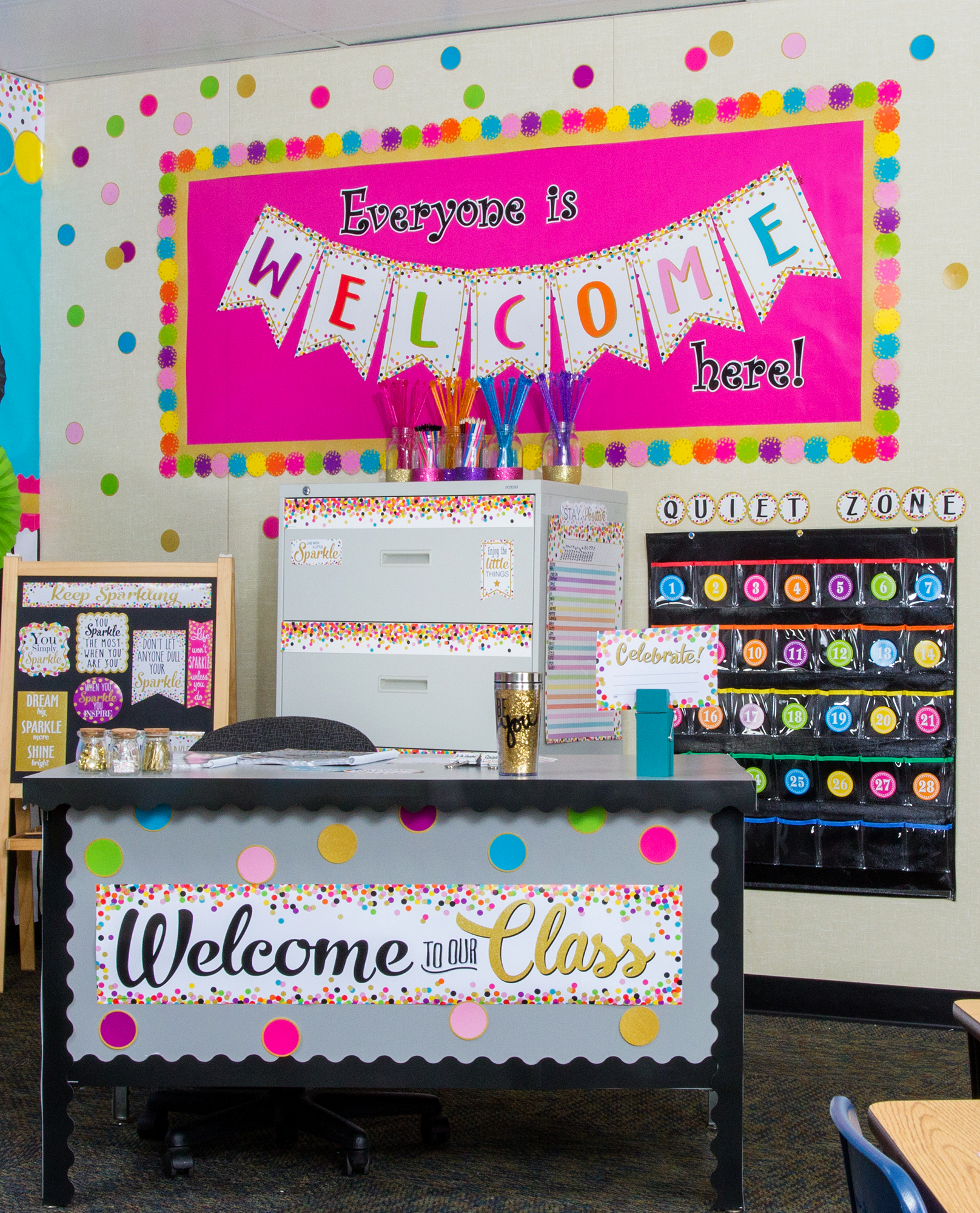 Confetti Pennants Welcome Bulletin Board