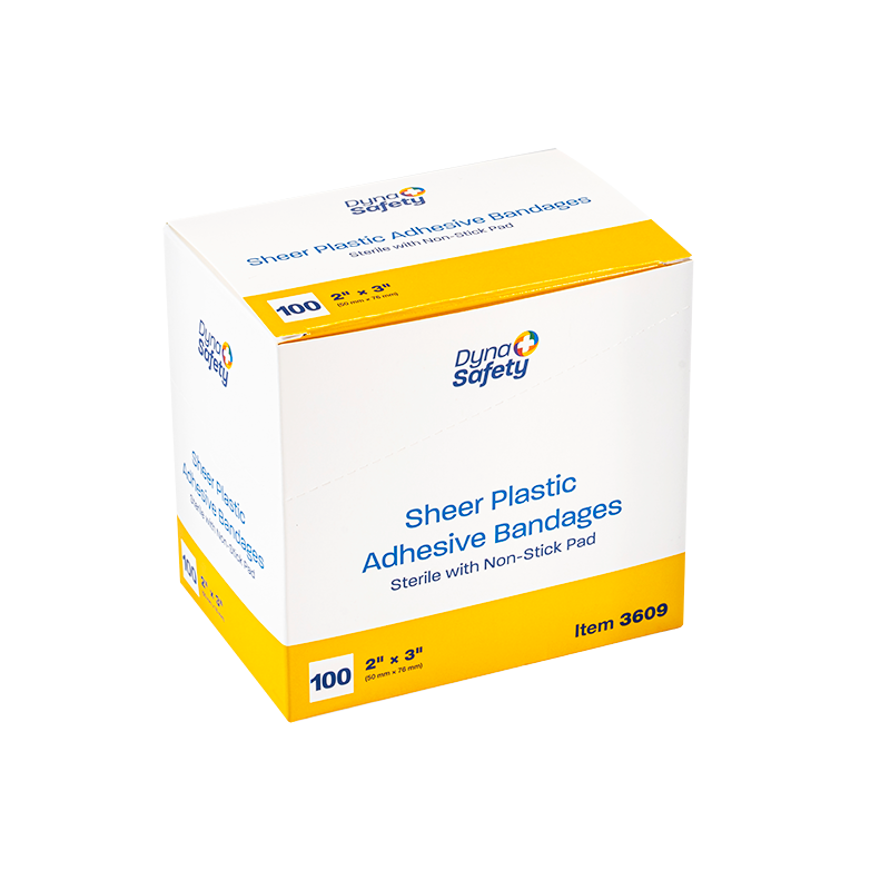 Sheer Plastic Adhesive Bandages - Sterile, 2” x 3” - 100 pcs per Box/24 Boxes per Case
