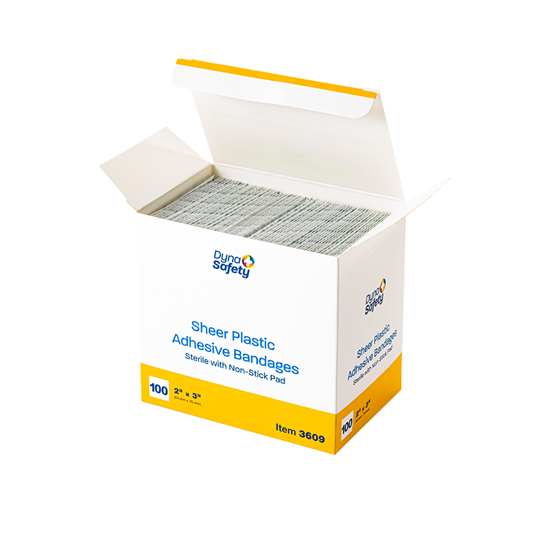Sheer Plastic Adhesive Bandages - Sterile, 2” x 3” - 100 pcs per Box/24 Boxes per Case