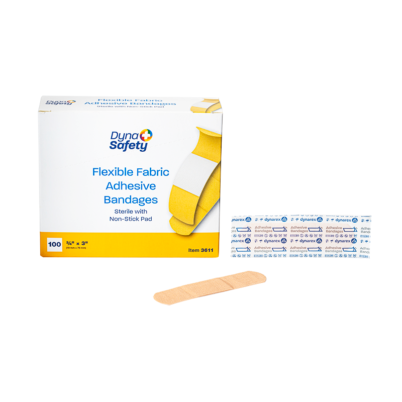 Flexible Fabric Adhesive Bandages - Sterile, 3/4" x 3" - 100 pcs per Box/24 Boxes per Case