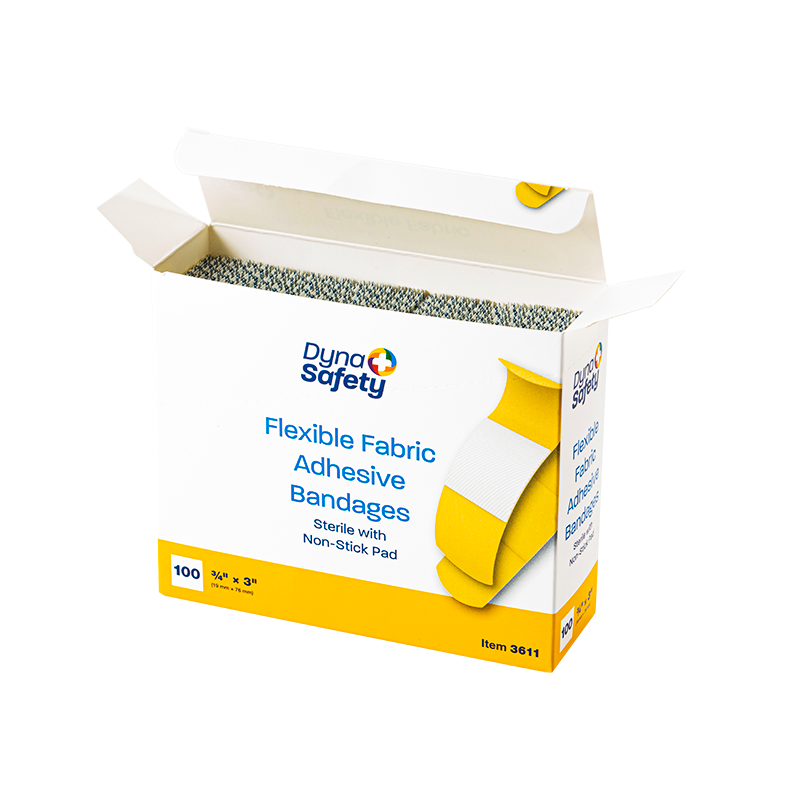 Flexible Fabric Adhesive Bandages - Sterile, 3/4" x 3" - 100 pcs per Box/24 Boxes per Case