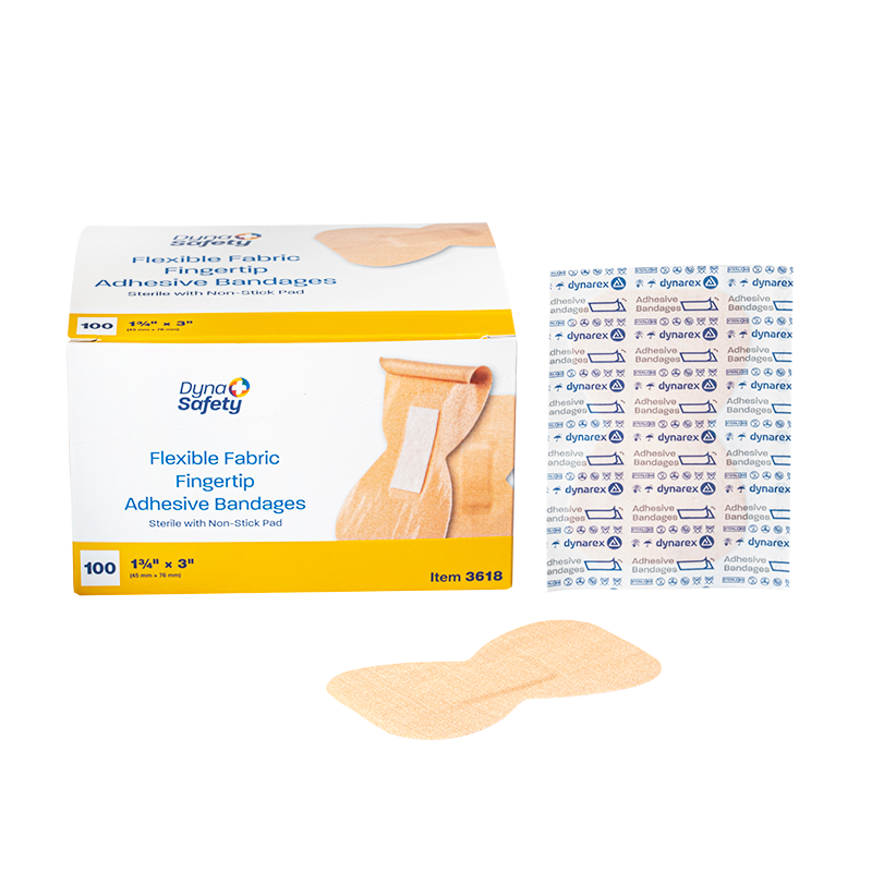 Flexible Fabric Adhesive Bandages - Sterile, 1 3/4" x 3" (Fingertip) - 100 pcs per Box/24 Boxes per Case