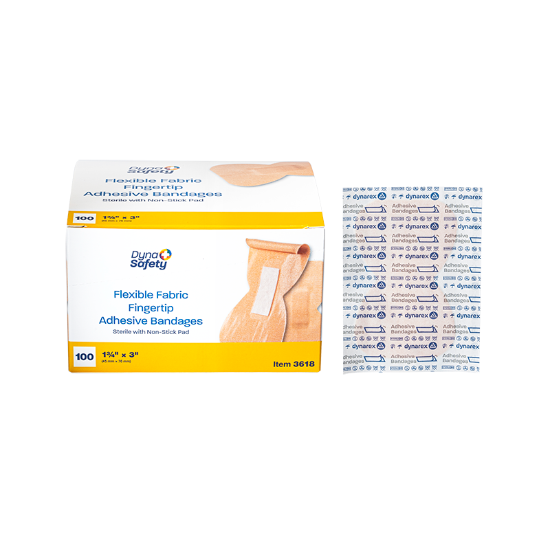 Flexible Fabric Adhesive Bandages - Sterile, 1 3/4" x 3" (Fingertip) - 100 pcs per Box/24 Boxes per Case