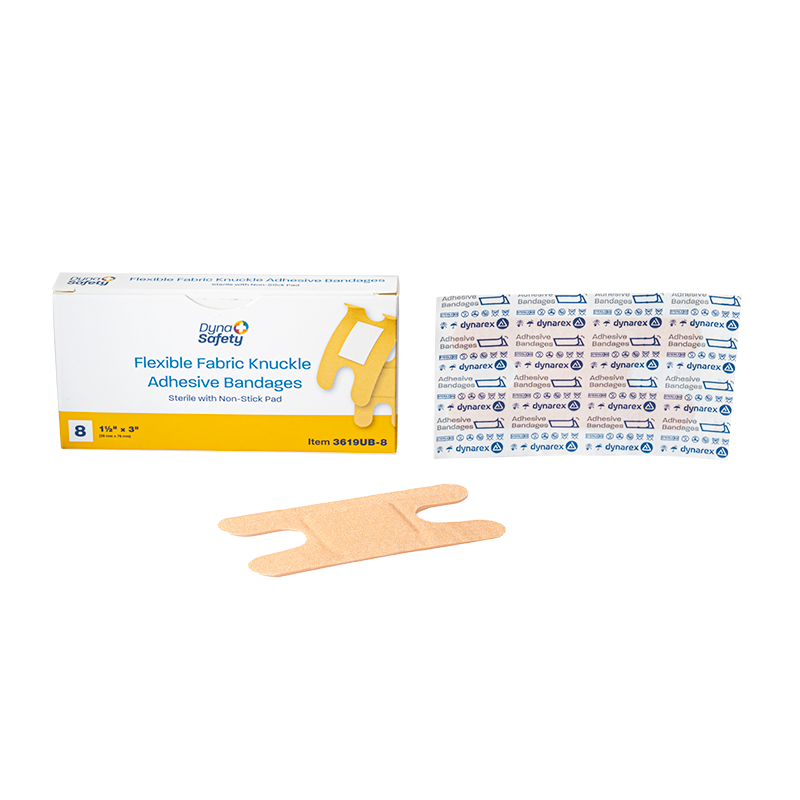 Flexible Fabric Adhesive Bandages - Sterile, 1 1/2" x 3" (Knuckle) - 8 pcs per Box/100 Boxes per Case