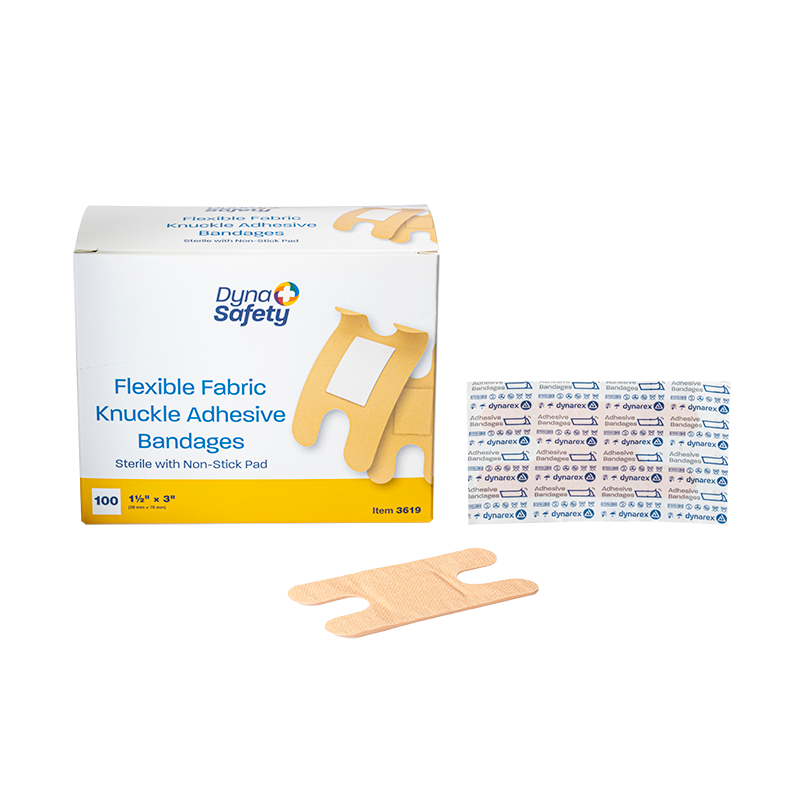 Flexible Fabric Adhesive Bandages - Sterile, 1 1/2" x 3" (Knuckle) - 100 pcs per Box/24 Boxes per Case